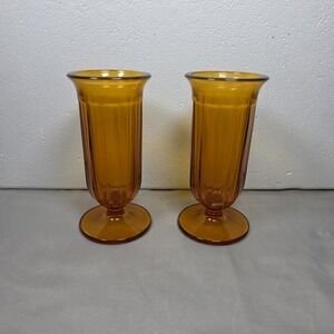 Vintage Imperial Old Williamsburg Amber  Parfait Glasses Set Of‎ 2
